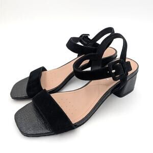 NYDJ Gaiana Ankle Strap Block Heel Sandal Women's Black Size US8M EU39